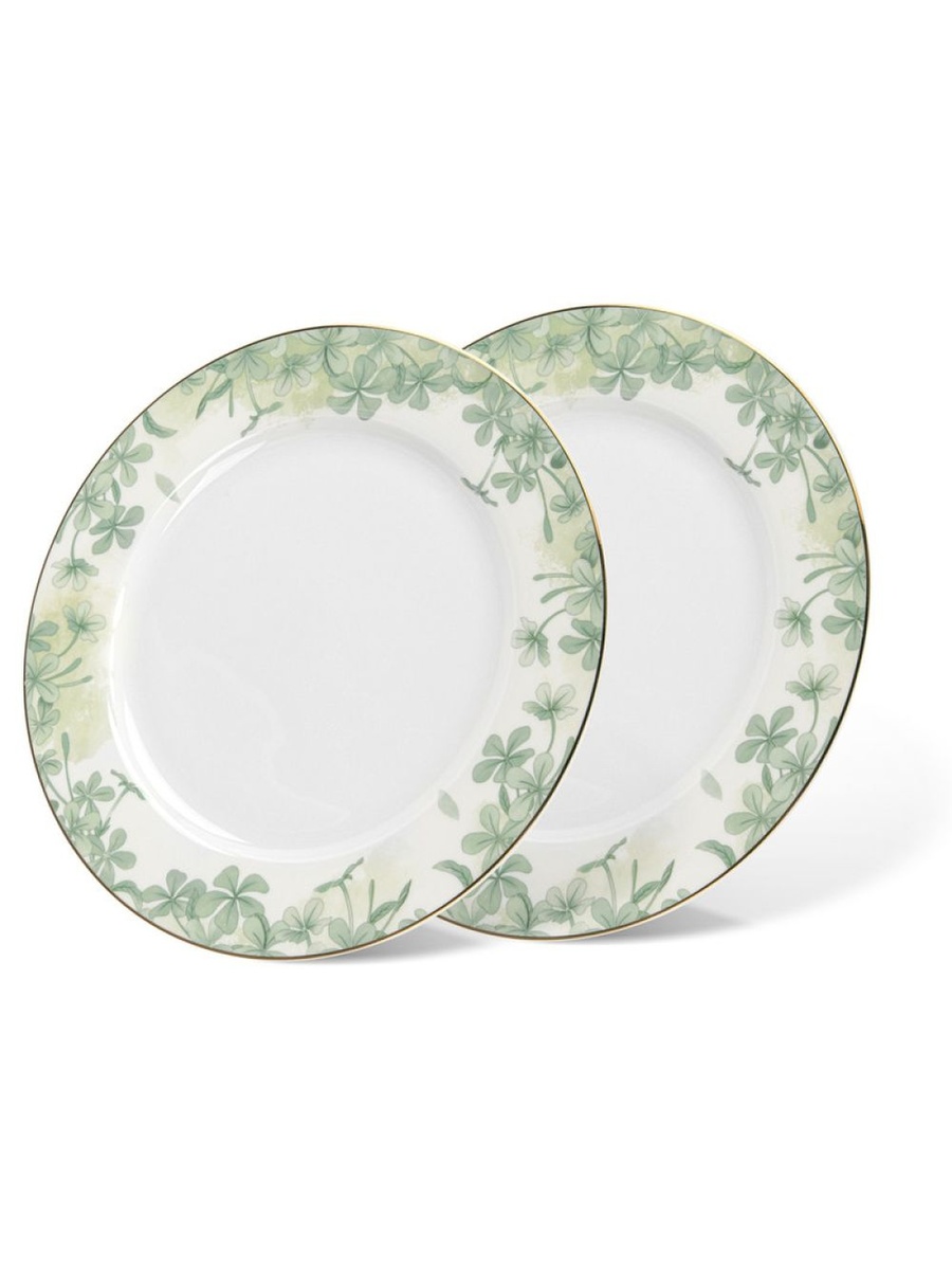 Set Of 2 Plates Summer Glint 26 cm (Fine Bone China) - 10016, Green, Porcelain