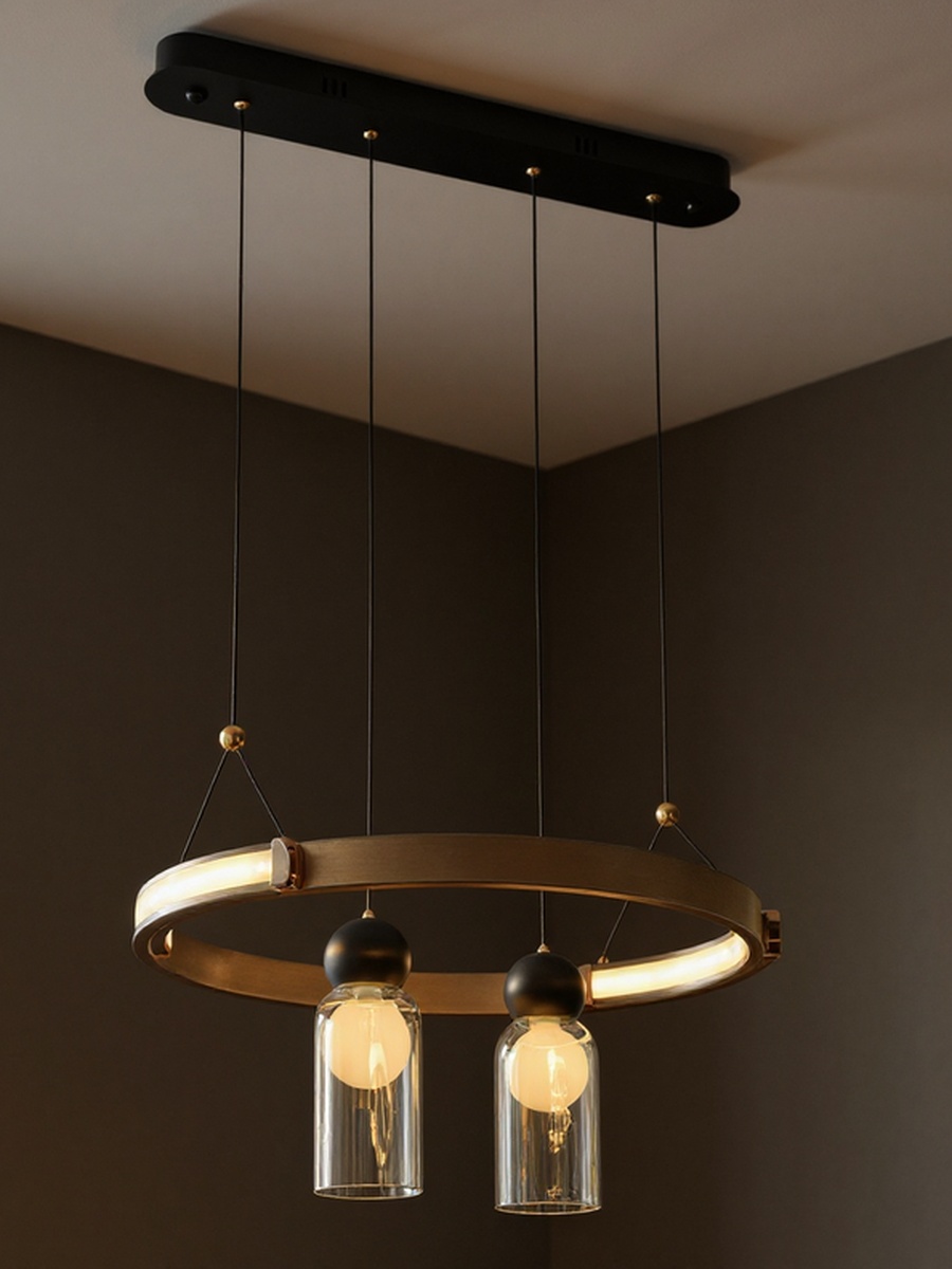 Stanza LED Pendant Chandelier - Metal - Antique Copper