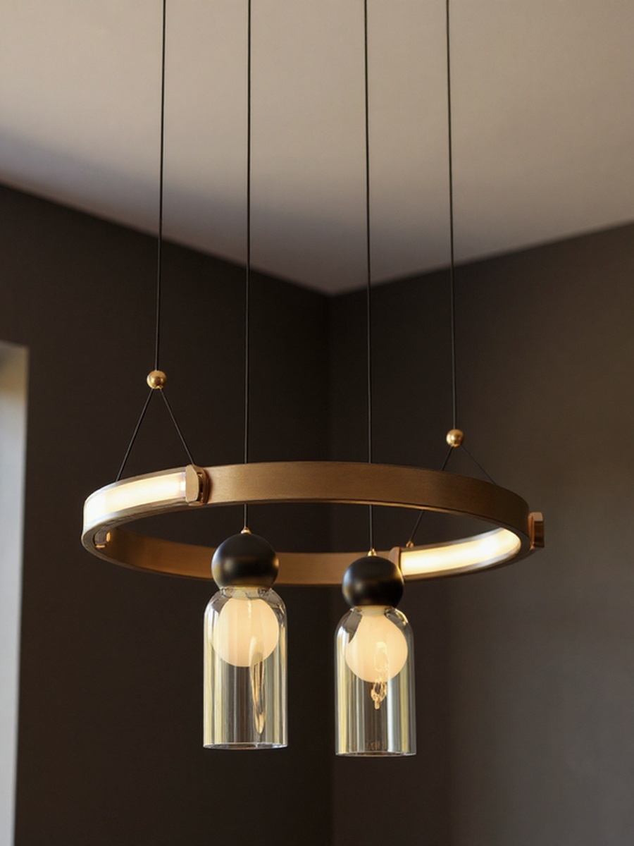 Stanza LED Pendant Chandelier - Metal - Antique Copper