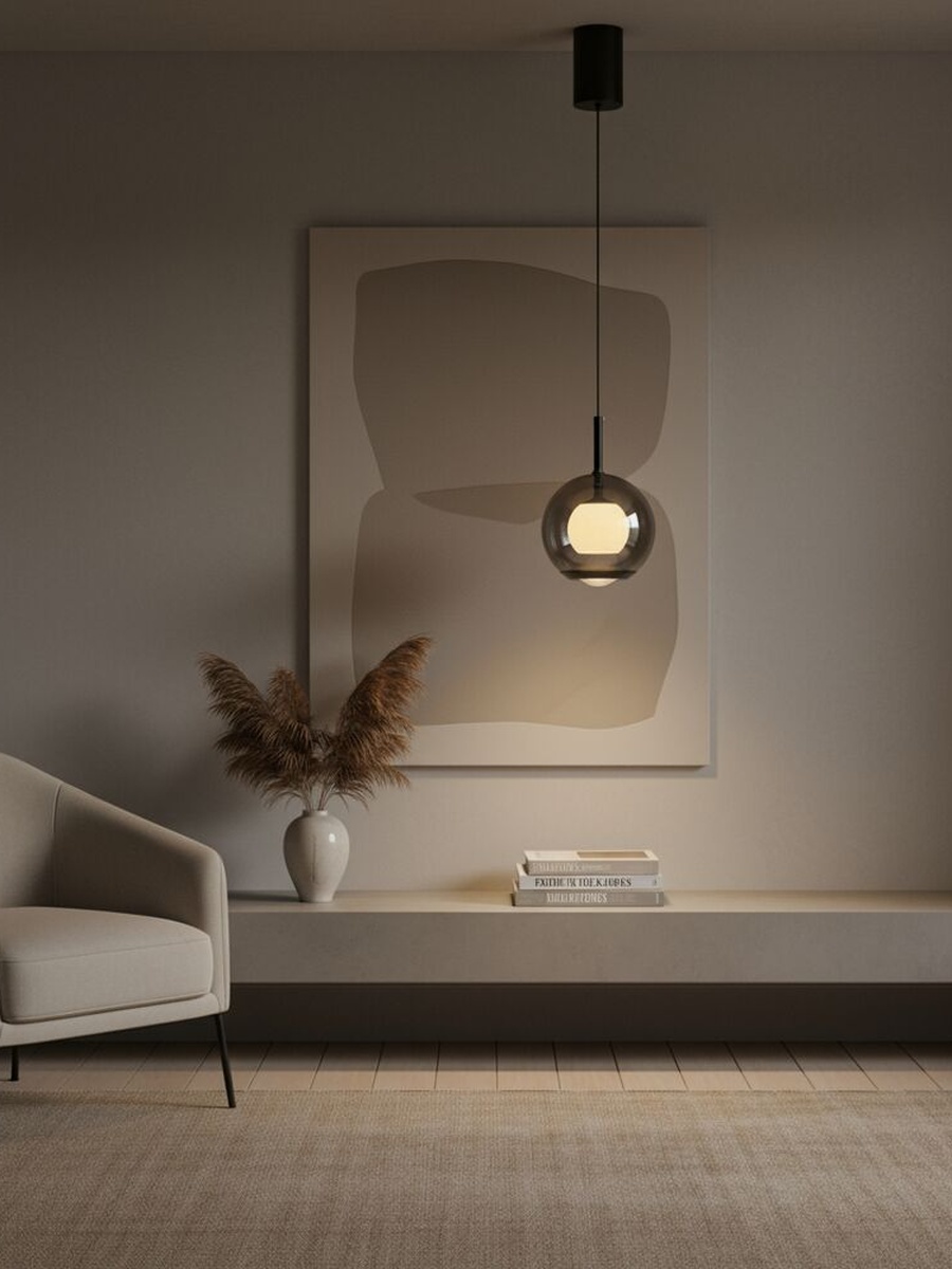 Ashton Pendant Lamp - Adjustable Length - Smoke Grey - 2m
