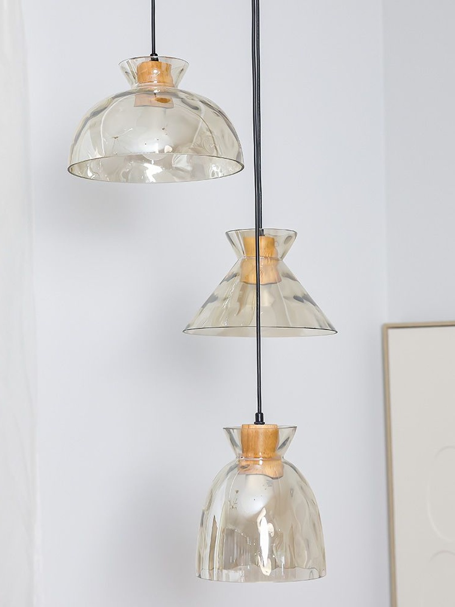 Seon Glass Pendant Chandelier - D250x1500mm - Amber