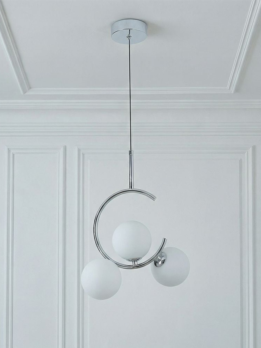 Opal Glass Pendant - Chrome