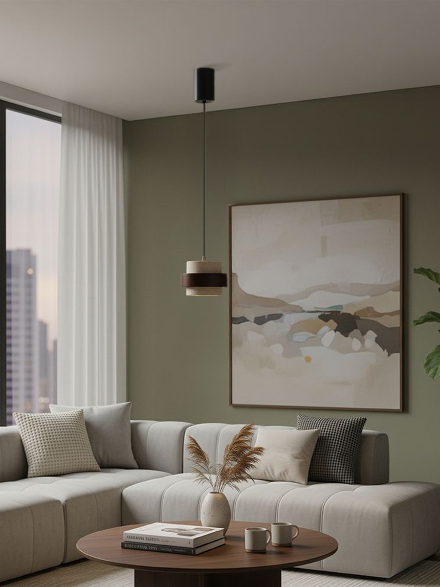 Elora Travertine Pendant Lamp 2m Adjustable Length - White Brown