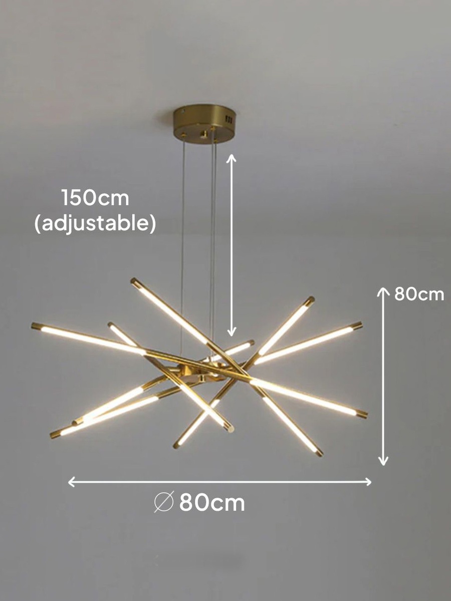 Glam LED Pendant 3 Color Dimmable Light With Adjustable Height - 80cm
