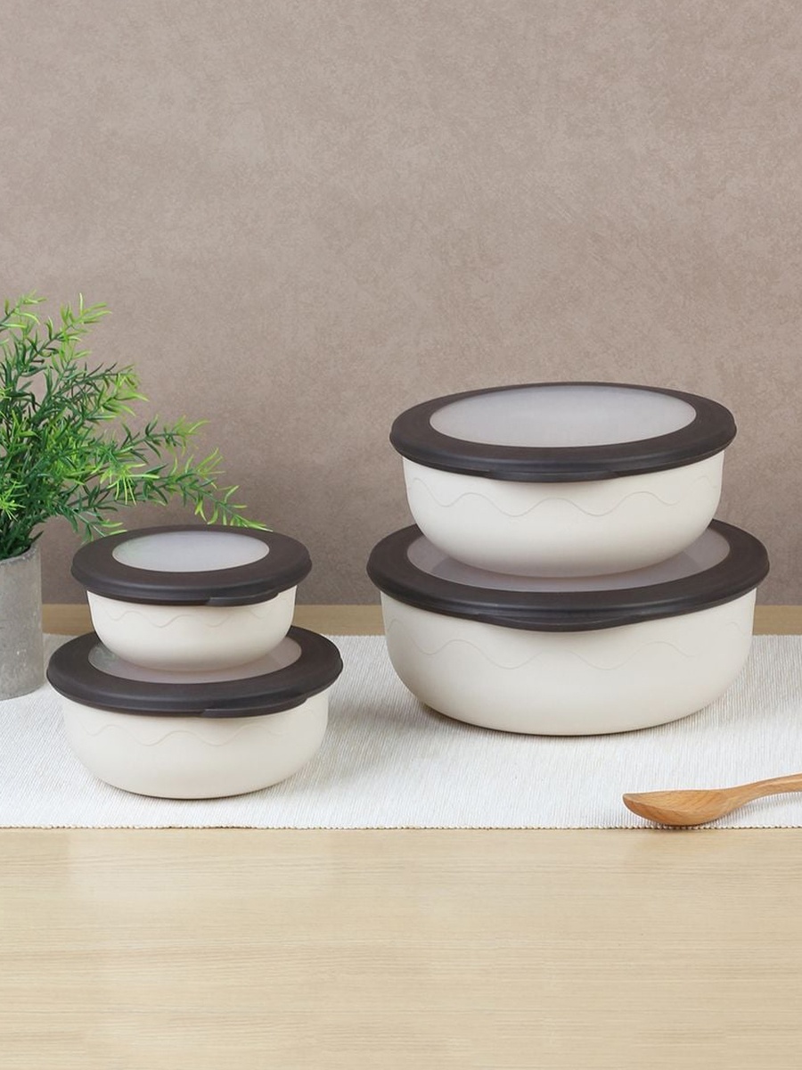 Bistro Bliss 4 - Piece Storage Container Set 2170, 1370, 770, 370Ml, Brown, TPR