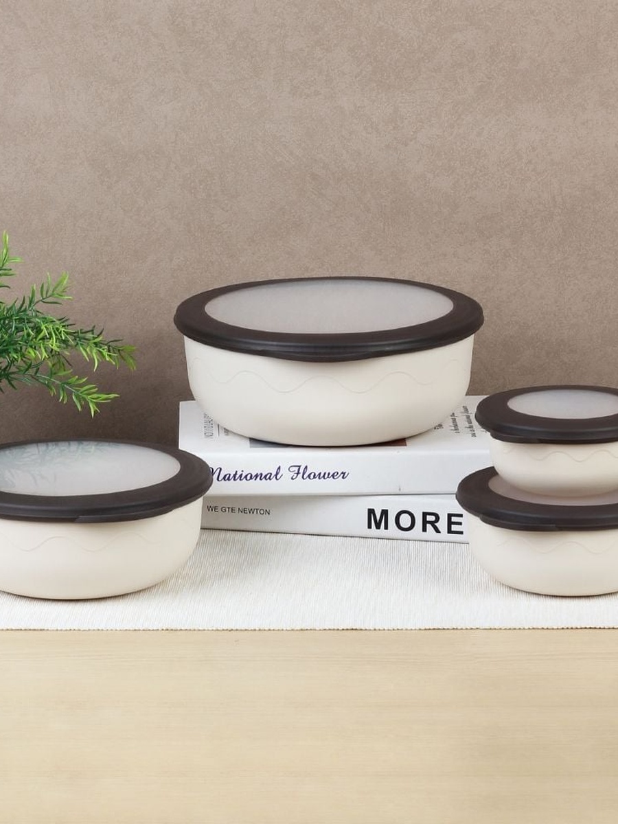 Bistro Bliss 4 - Piece Storage Container Set 2170, 1370, 770, 370Ml, Brown, TPR