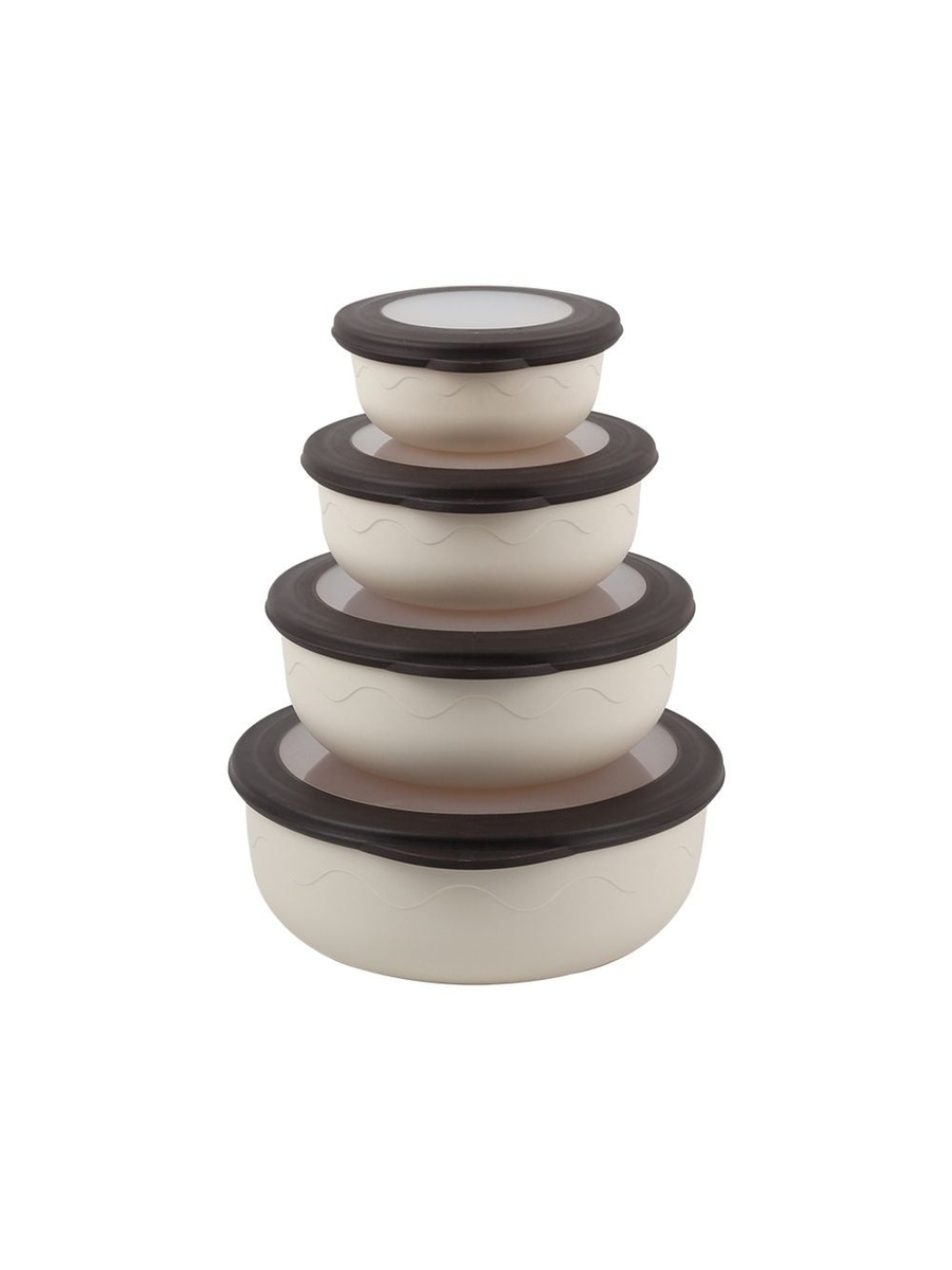 Bistro Bliss 4 - Piece Storage Container Set 2170, 1370, 770, 370Ml, Brown, TPR