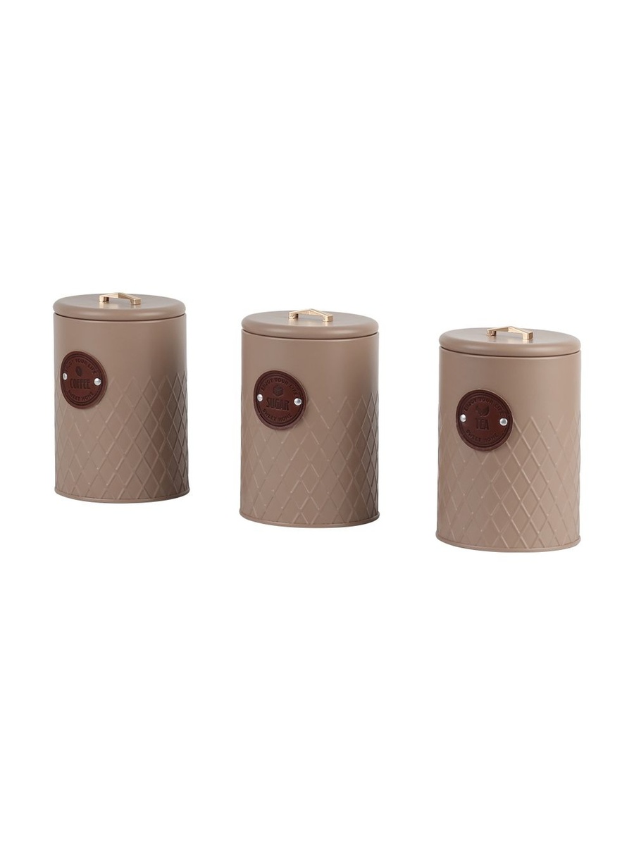 Bistro Bliss 3 - Piece Metal Storage Set-1250Ml, Brown