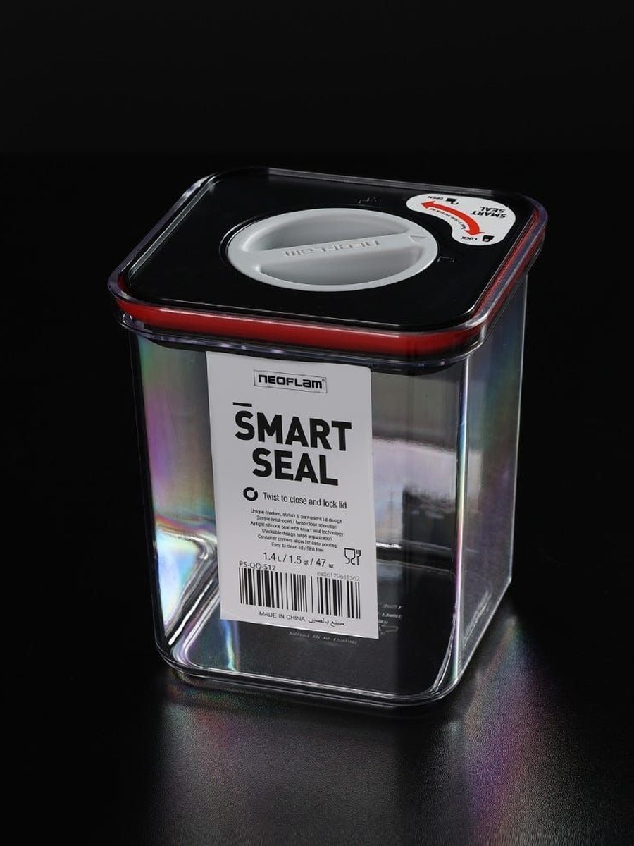 Neoflam Smart Seal Dry Storage Container, Square, 1400 ml