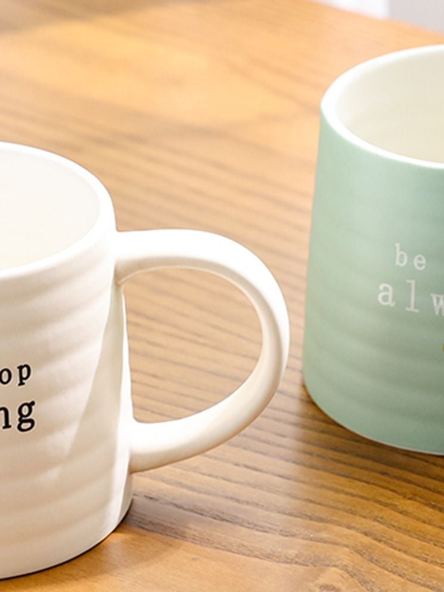 2 - Piece New Bone China Mug Set - White/Mint Green, 8.6x9.6x8.6cm