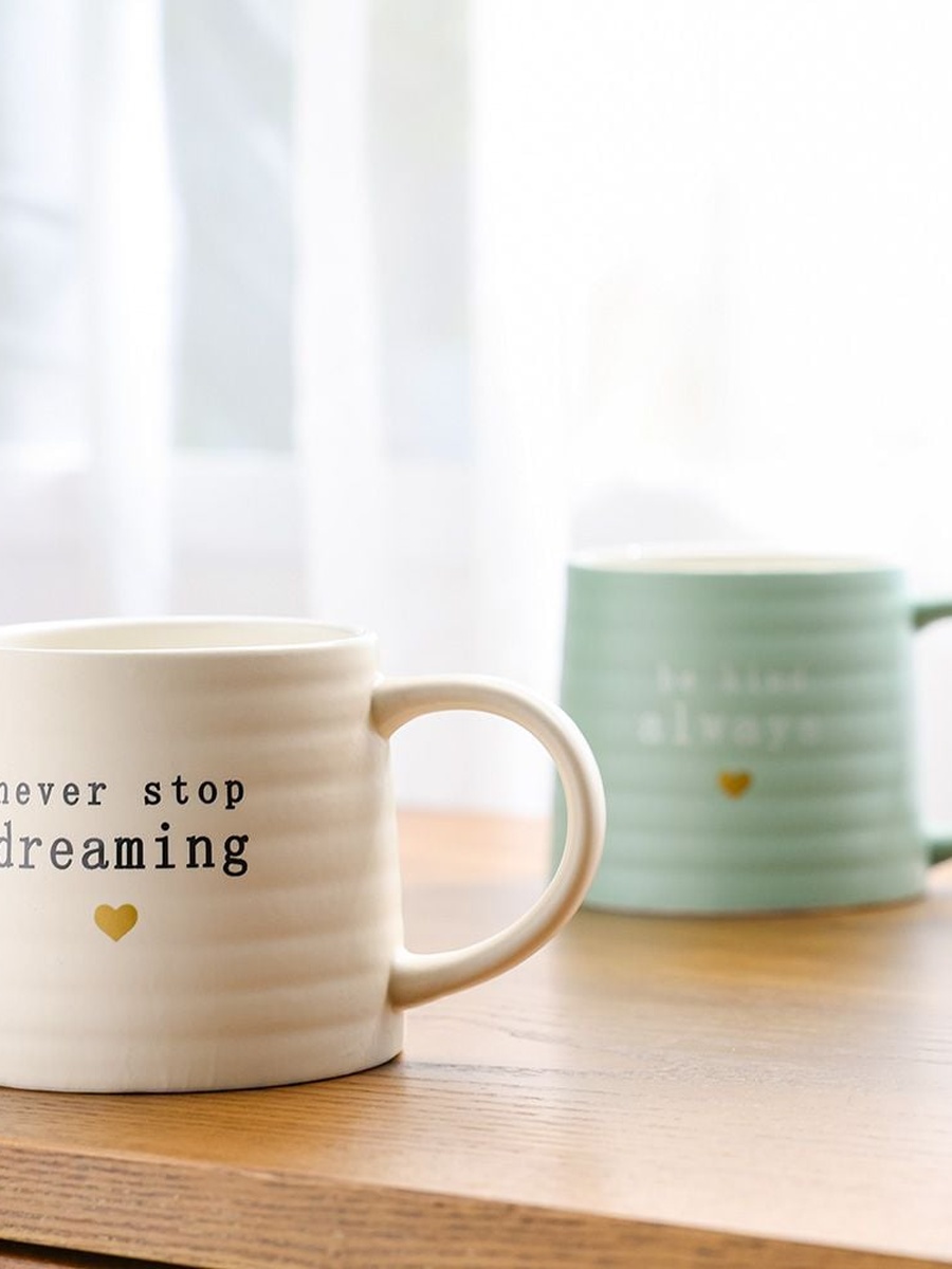2 - Piece New Bone China Mug Set - White/Mint Green, 8.6x9.6x8.6cm
