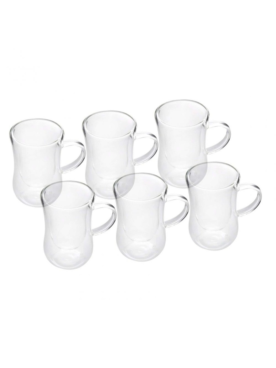 6 - Piece Double Wall Borosilicate Glass Set-100ml, White