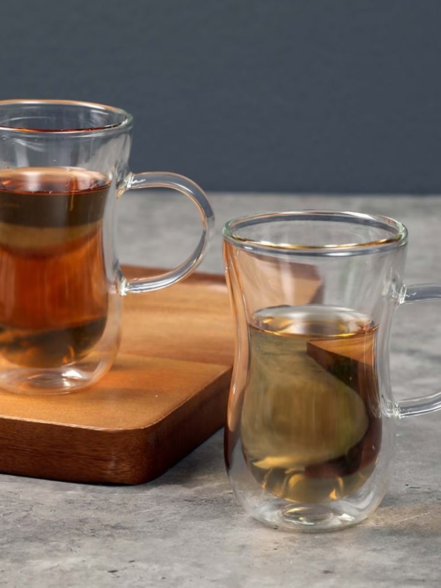 6 - Piece Double Wall Borosilicate Glass Set-100ml, White