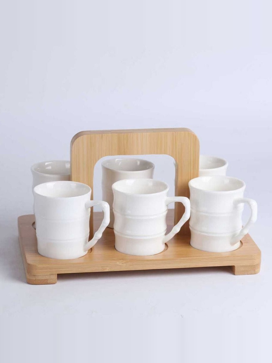 Princess 7 - Piece Coffee Mug Set-90ml 29x17x14cm, White, Porcelain