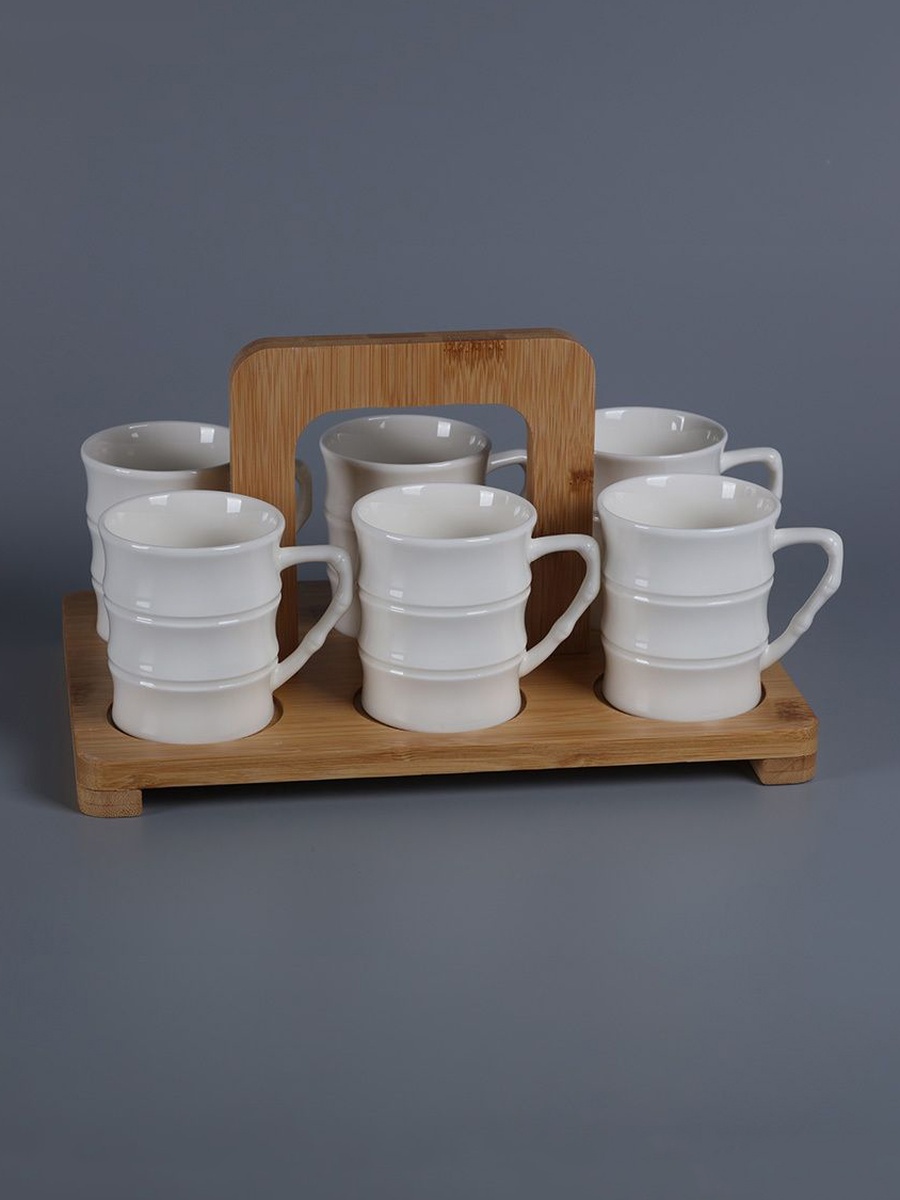 Princess 7 - Piece Coffee Mug Set-90ml 29x17x14cm, White, Porcelain