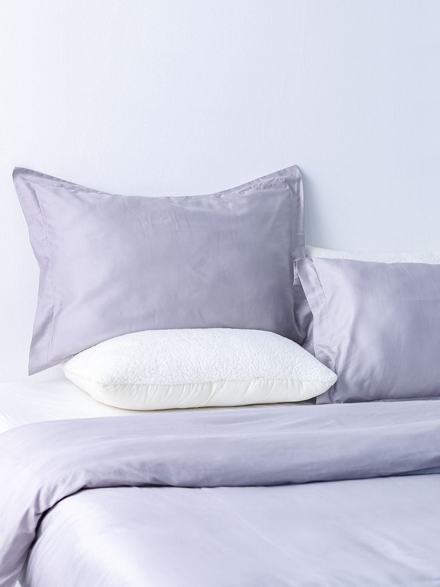 Serene 3 - Piece Cotton Super King Duvet Cover Set - Grey-260x220cm, 50x75cm, 100% Cotton - 300 Tc, For Daily Home Use, Organized Spaces