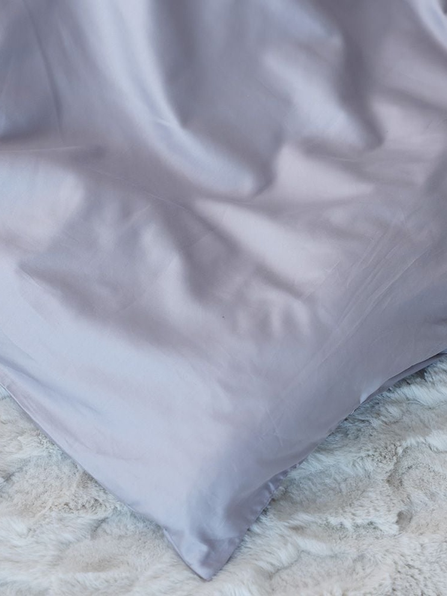 Serene 3 - Piece Cotton Super King Duvet Cover Set - Grey-260x220cm, 50x75cm, 100% Cotton - 300 Tc, For Daily Home Use, Organized Spaces