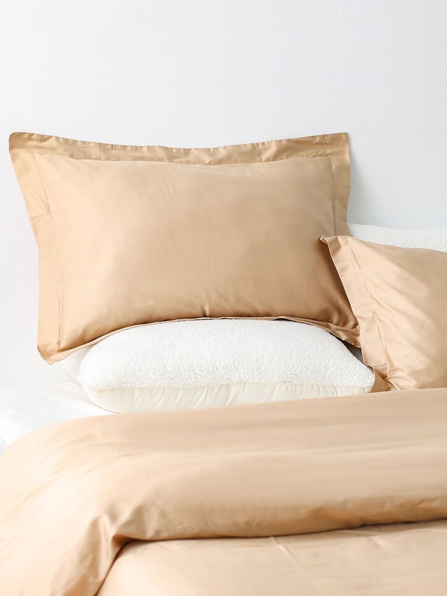 Serene 3 - Piece Cotton Super King Duvet Cover Set - Beige - 260x220cm, 50x75cm, 100% Cotton - 300 Tc