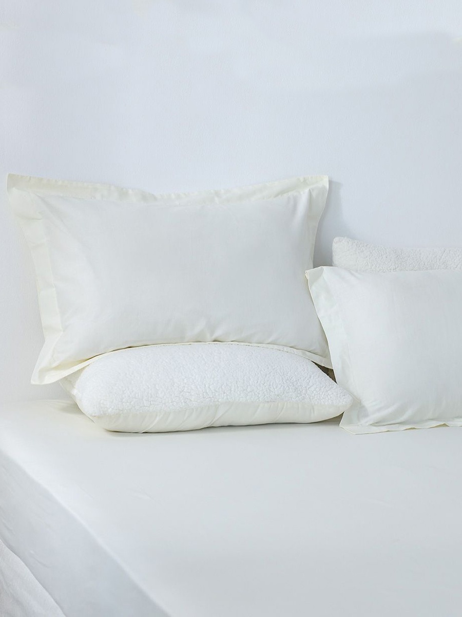 Bliss 3 - Piece Cotton Super King Duvet Cover Set - Off White - 260x220cm, 50x75cm, 100% Cotton - 144 Tc