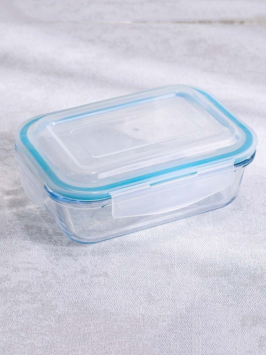 Neoflam Cloc Glass Storage Rect 640ml, Clear, Borosilicate Glass, Glassware For Dining Table Water Juice And Guest Serving