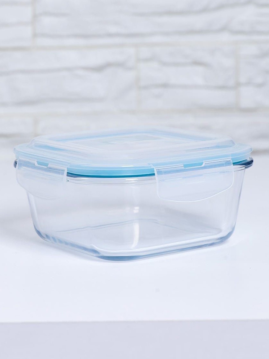 Neoflam Cloc Glass Storage Square 520ml, Clear, Borosilicate Glass, Glassware For Dining Table Water Juice And Guest Serving