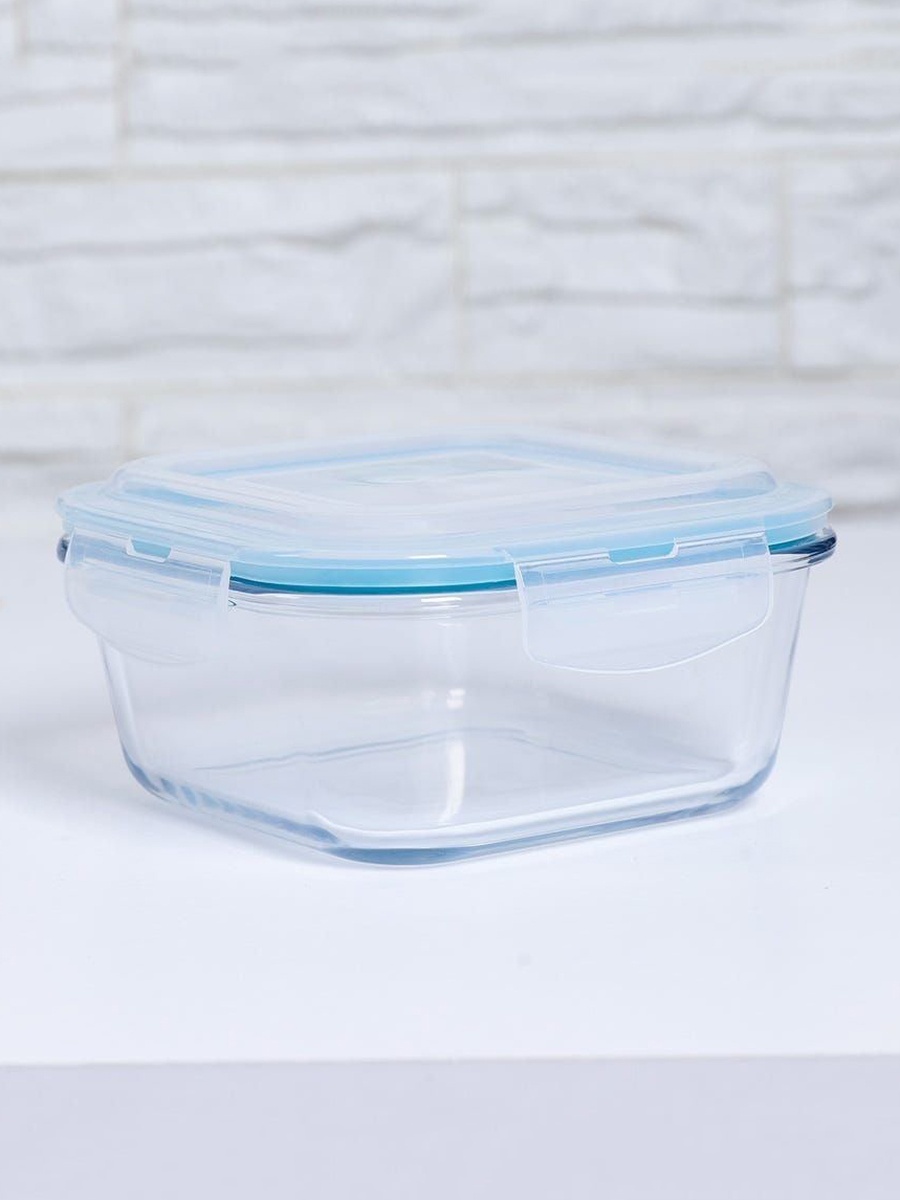 Neoflam Cloc Glass Storage Square 320ml, Clear, Borosilicate Glass, Glassware For Dining Table Water Juice And Guest Serving