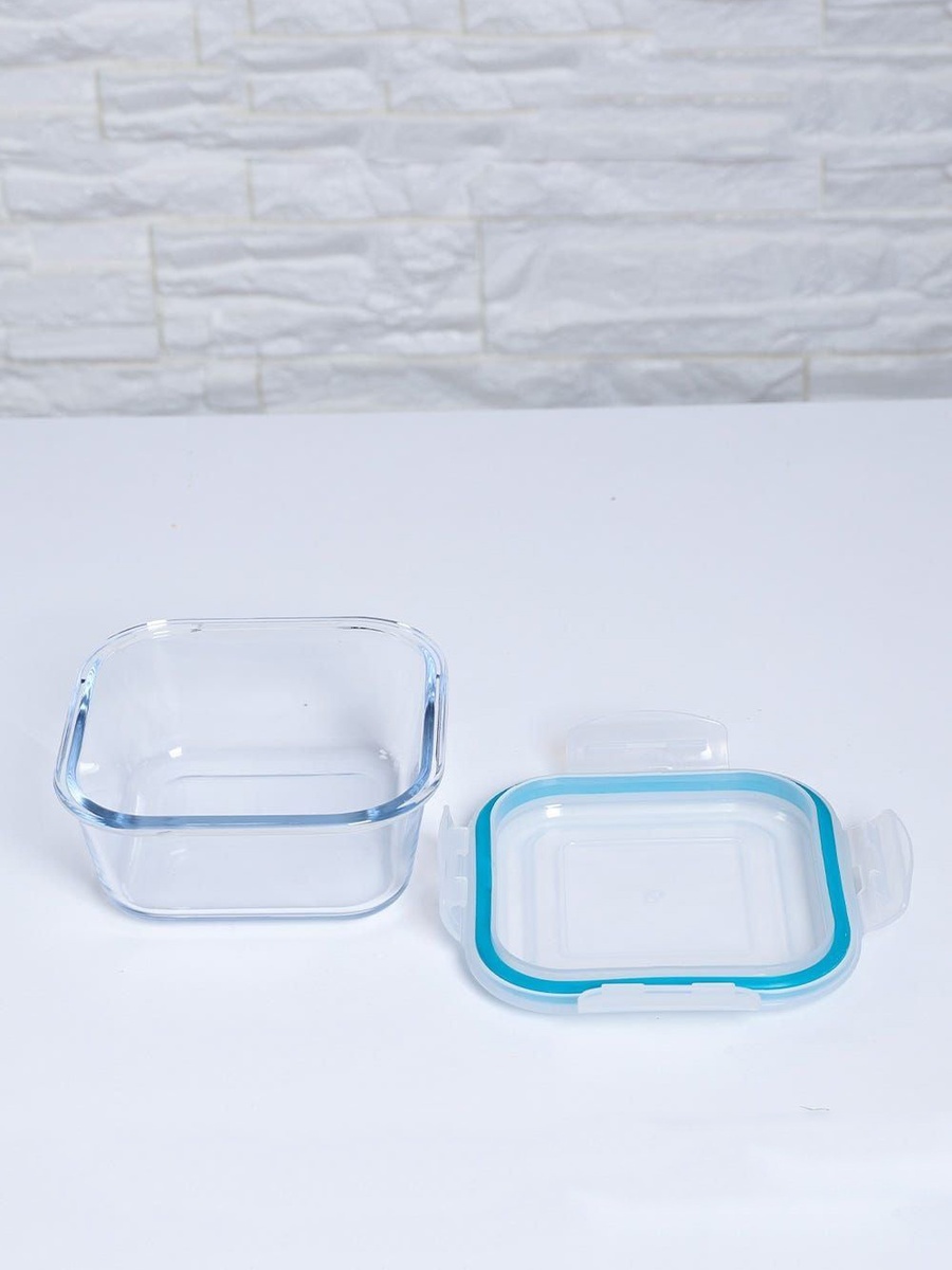 Neoflam Cloc Glass Storage Square 320ml, Clear, Borosilicate Glass, Glassware For Dining Table Water Juice And Guest Serving