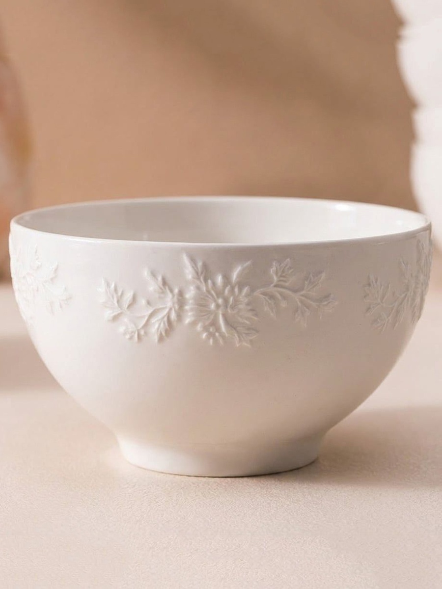 Apollo 16 - Piece Geometric Embossed Porcelain Dinner Set - Serves 4, White, New Bone China