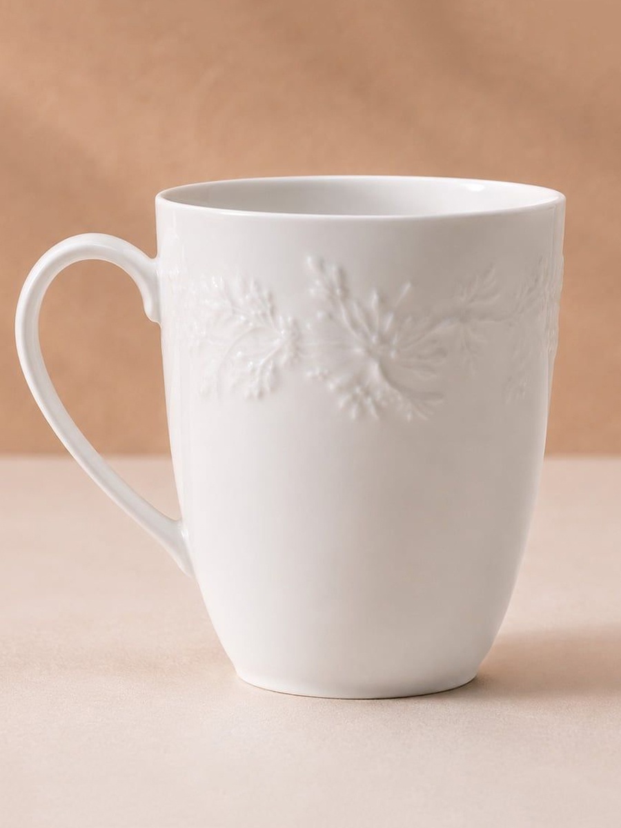 Apollo 16 - Piece Geometric Embossed Porcelain Dinner Set - Serves 4, White, New Bone China