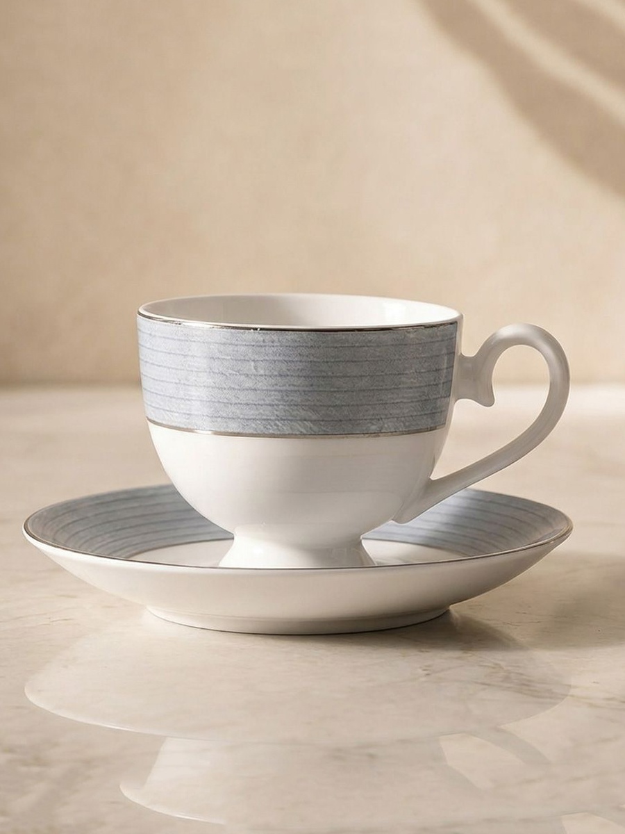 Noor 32 - Piece New Bone China Dinner Set - Serves 6, Gold, Dinnerware Set For Family Meals Dining Table And Guest Serving