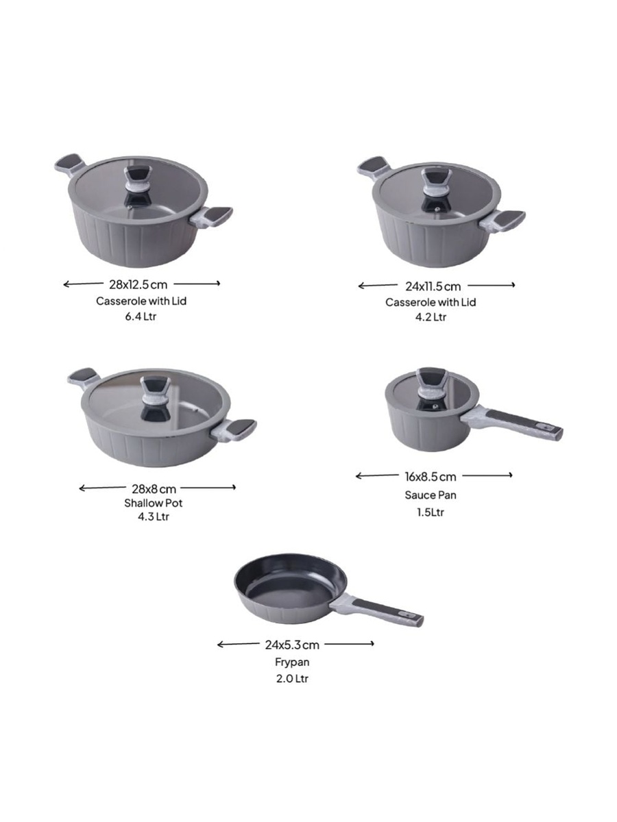 Chef's Delight Stella 9 - Piece Cookware Set, Black, Forged Aluminium, Cookware Set For Home Kitchen Meal Preparation And Daily Cooking