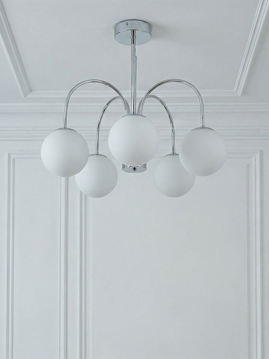 Opal Glass Chandelier - Chrome