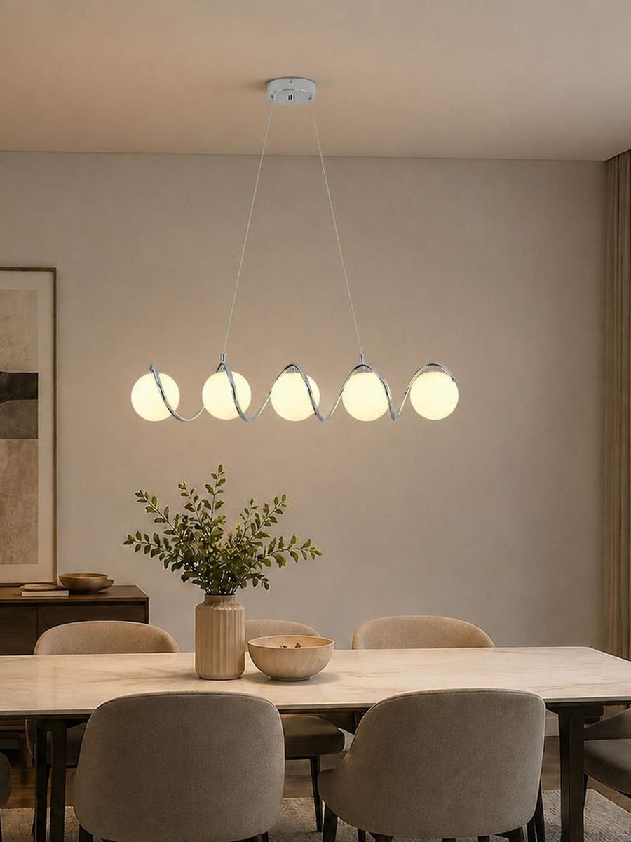 Opal Glass Chandelier - 70Cm Chrome