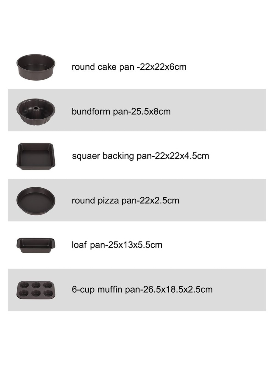 Chef'S Delight Bistro Bliss 6 - Piece Carbon Steel Baking Set, Brown, Bakeware Piece For Oven Baking Serving And Kitchen Preparation