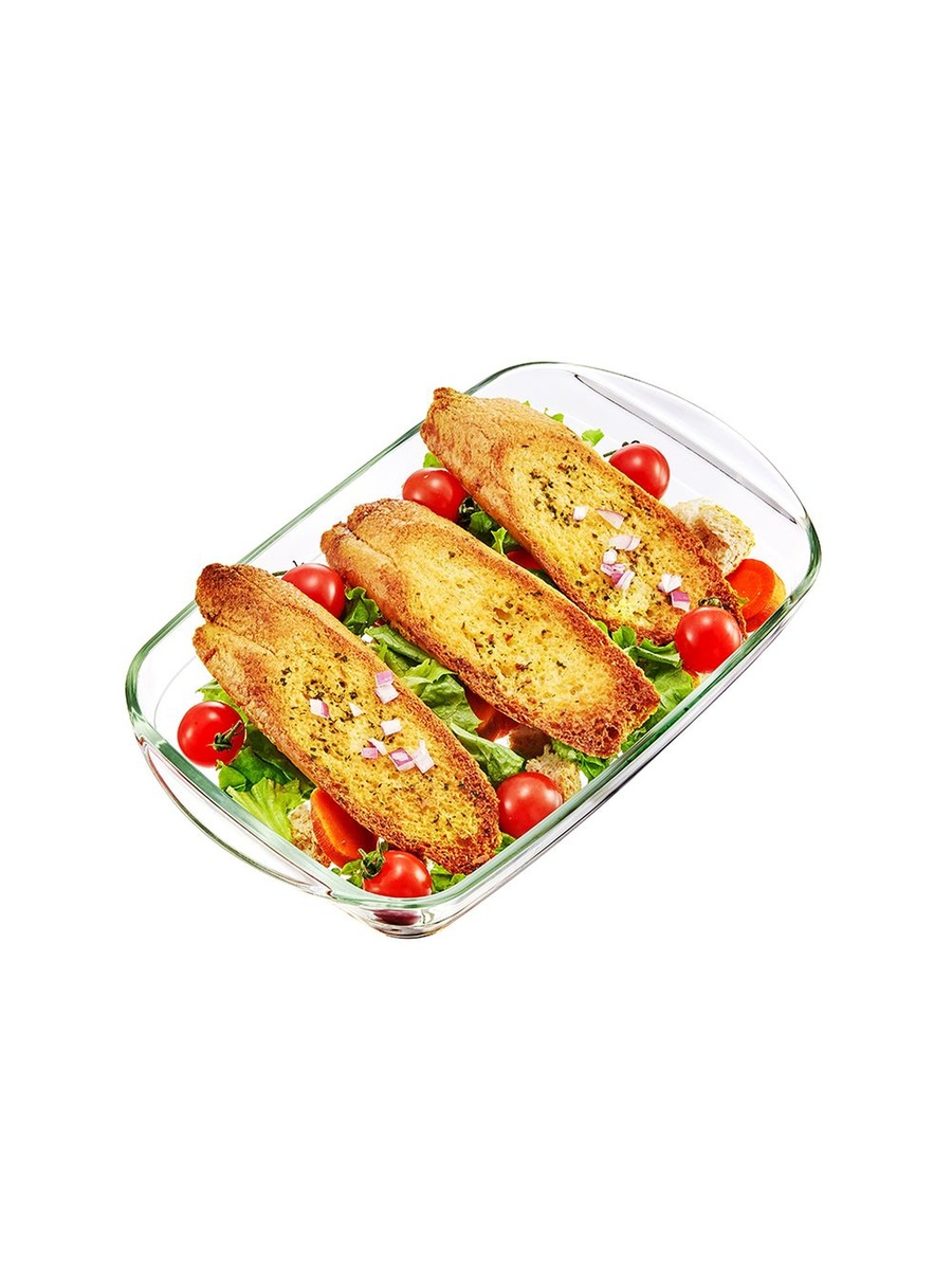 Neoflam Borosilicate Rectangle Baking Tray-2600ML, Silver, Borosilicate Glass, Bakeware Piece For Oven Baking Serving And Daily Use