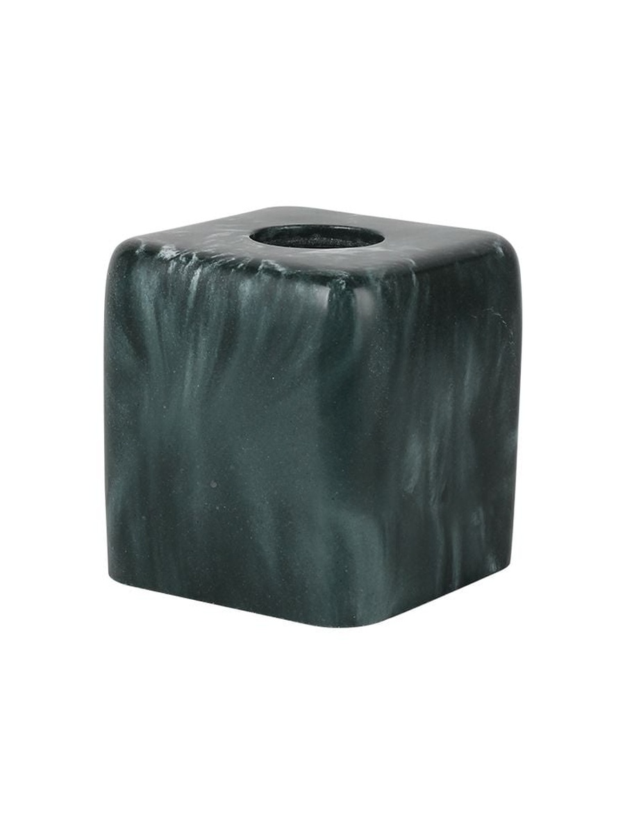 Velora Resin Square Shape Tissue Box 15x15x15cm Dark Green, Dark Green Marble Look, Bathroom Accessory For Vanity Toilet Area Storage And Daily Use