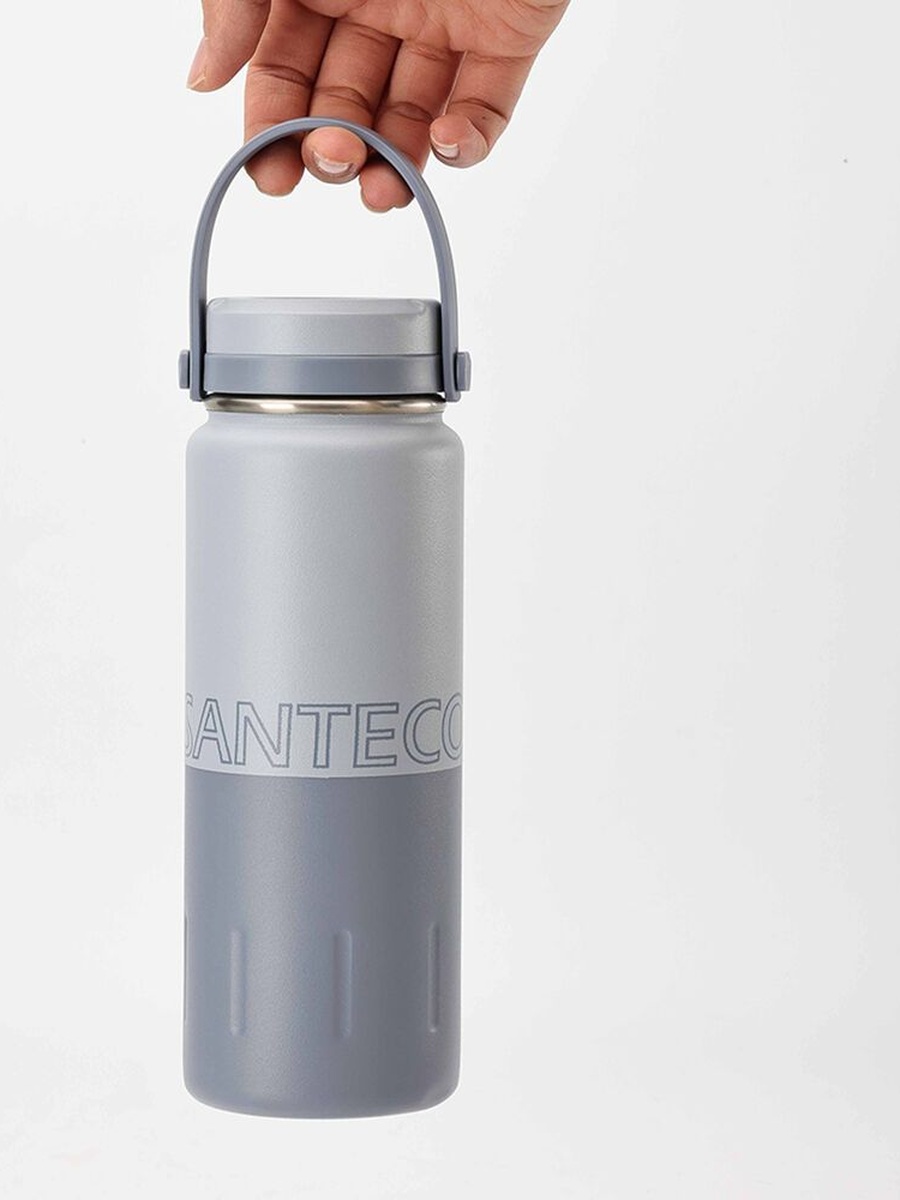 Santeco Koya Beverage Bottle - 500ml, Silver Blue, Stainless Steel, Bottle For Home Kitchen Travel Office And Daily Hydration