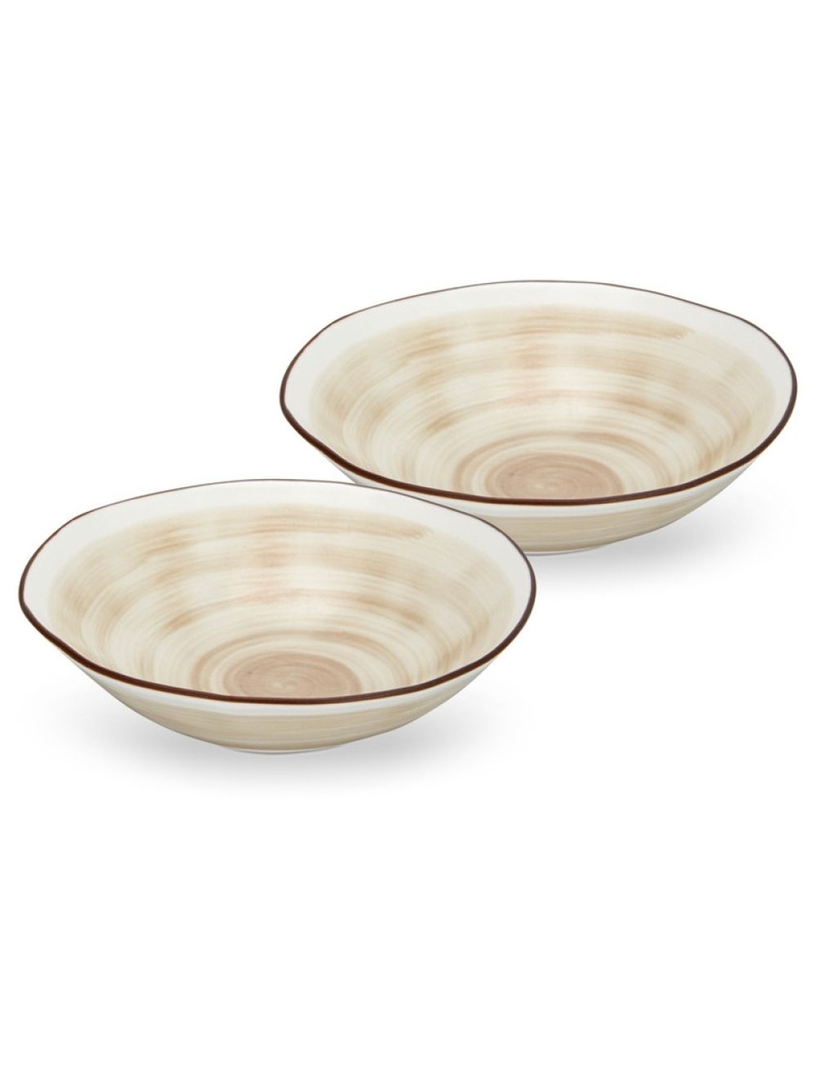 Fissman Set Of 2 Deep Plates Glide 18 cm (Porcelain) - 10023, Brown, Plate For Dining Serving Tabletop And Everyday Meals