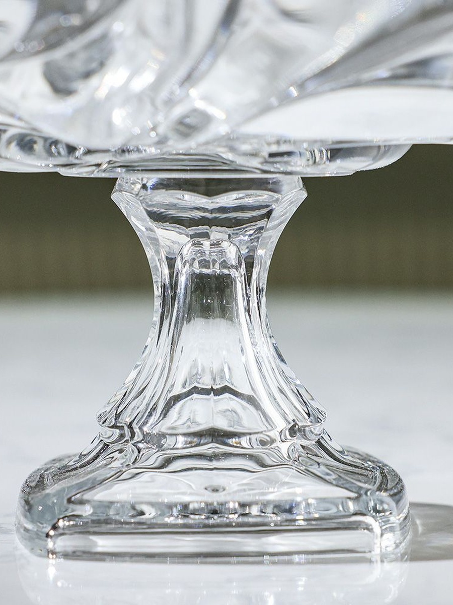 Mondo Bugatti Large Shallow Bowl on Foot 32 cm, Clear, 66.30x33.20x44.80cm, Glass, Bowl For Serving Dining Table Kitchen And Everyday Meals