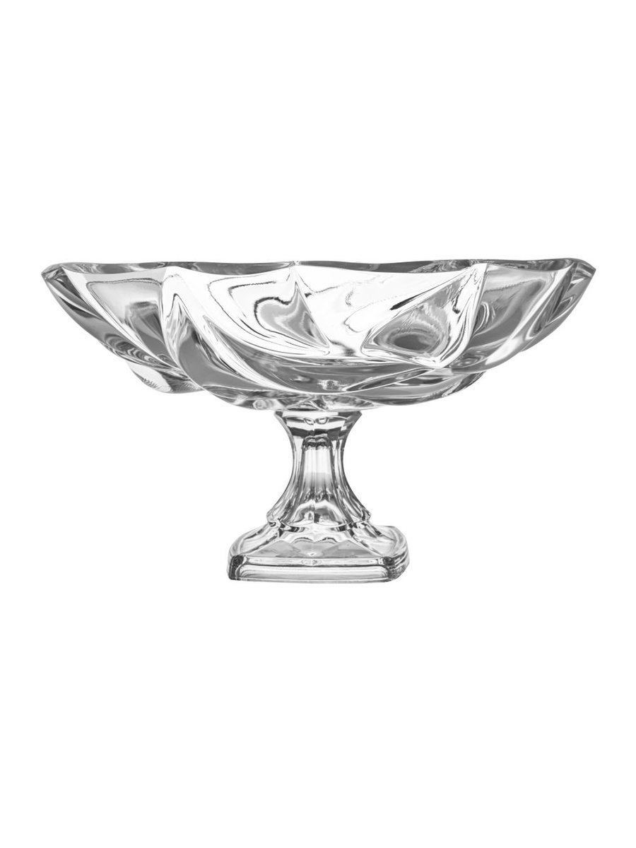 Mondo Bugatti Large Shallow Bowl on Foot 32 cm, Clear, 66.30x33.20x44.80cm, Glass, Bowl For Serving Dining Table Kitchen And Everyday Meals