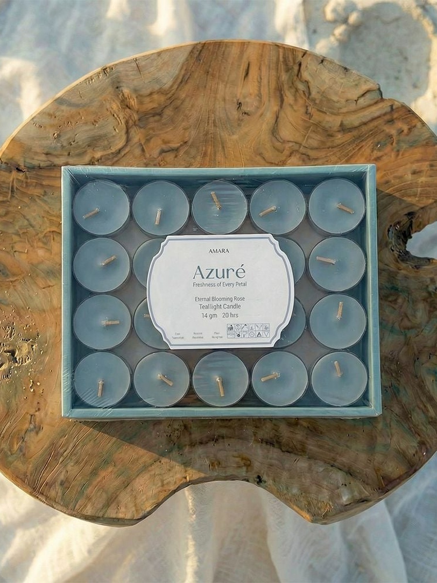 شمعة صغيرة معطرة برائحة الورد الأزلي أربعة عشر غرام أزرق أزور من أمارا