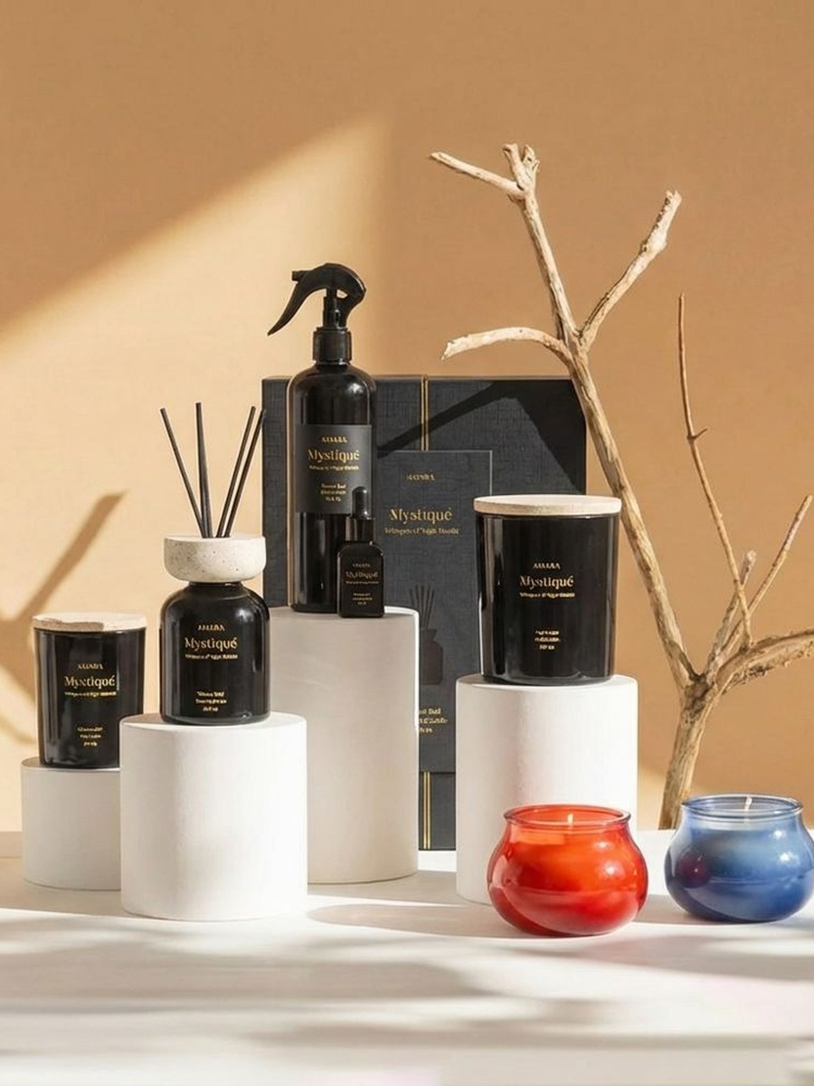 طقم شمع معطر في وعاء برائحة العود الكلاسيكي من قطعتين ميستيك من أمارا