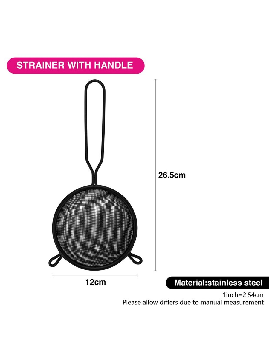 Fissman Strainer 12 cm With Handle (Steel)8446, Silver, Kitchen Tool For Food Preparation Cooking Serving And Everyday Tasks