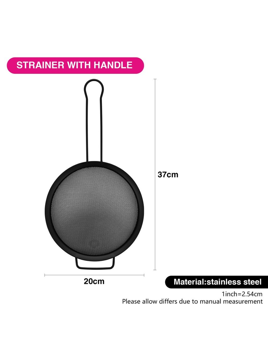 Fissman Strainer 20 cm With Handle (Steel)8444, Silver, Kitchen Tool For Food Preparation Cooking Serving And Everyday Tasks