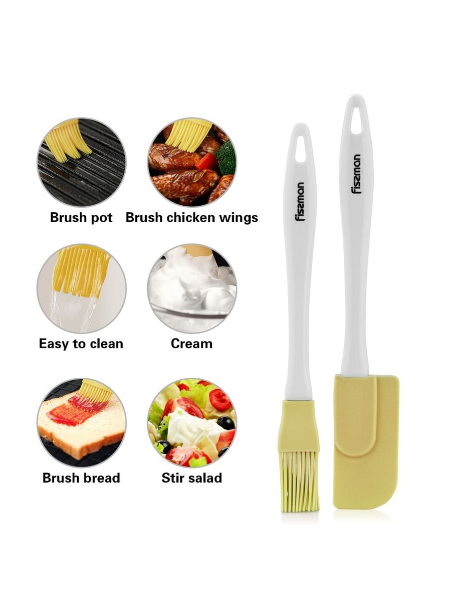 Fissman Brush And Spatula (Silicone), Multi Color, Kitchen Tool For Food Preparation Cooking Serving And Everyday Tasks