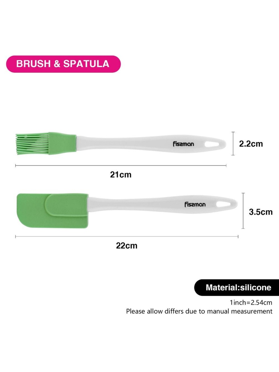 Fissman Brush And Spatula (Silicone), Multi Color, Kitchen Tool For Food Preparation Cooking Serving And Everyday Tasks