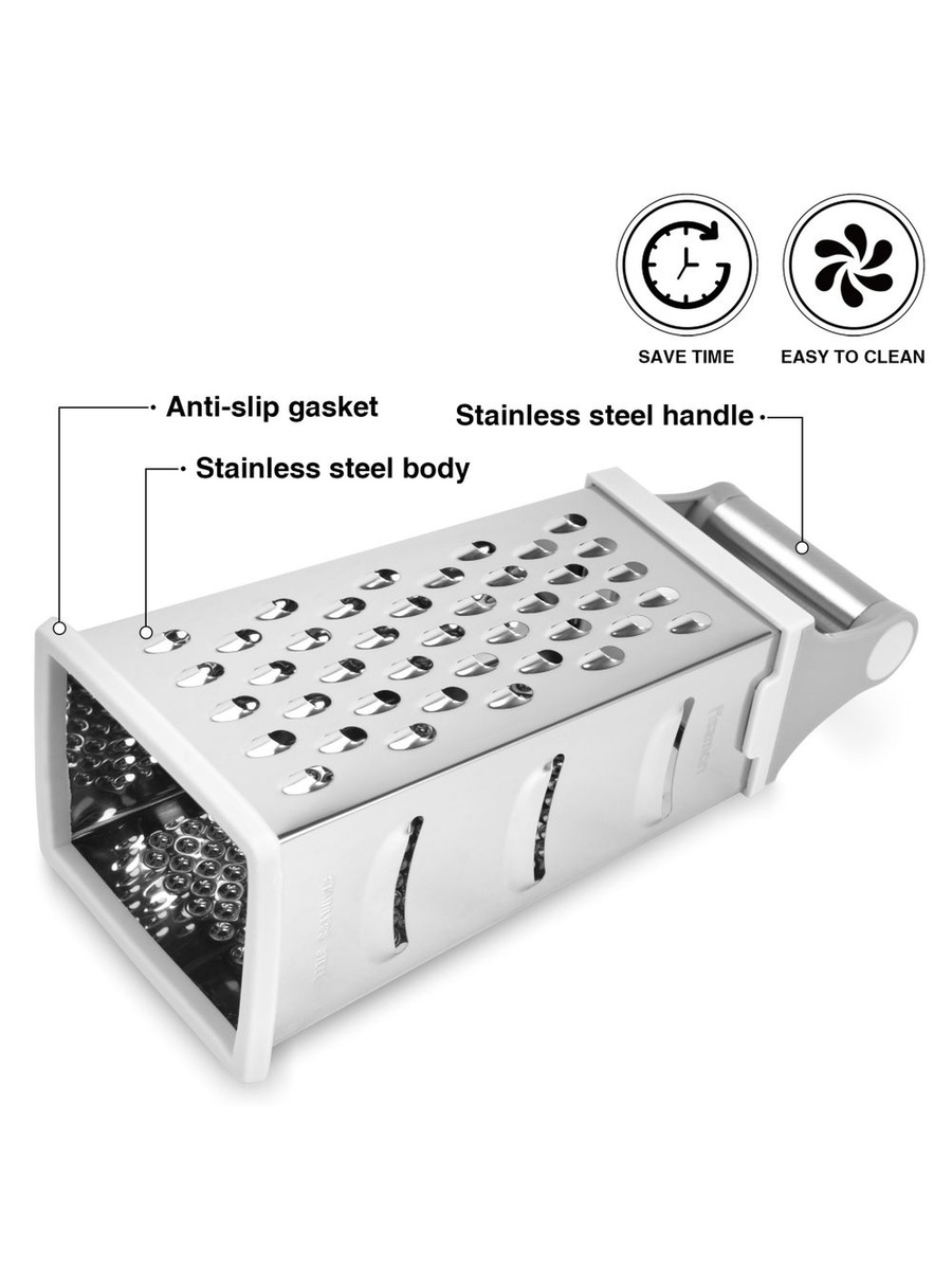 Fissman 9.5 Inch 4 - Sided Grater 24.5 cm (Stainless Steel)18614, Silver, Kitchen Tool For Food Preparation Cooking Serving And Everyday Tasks