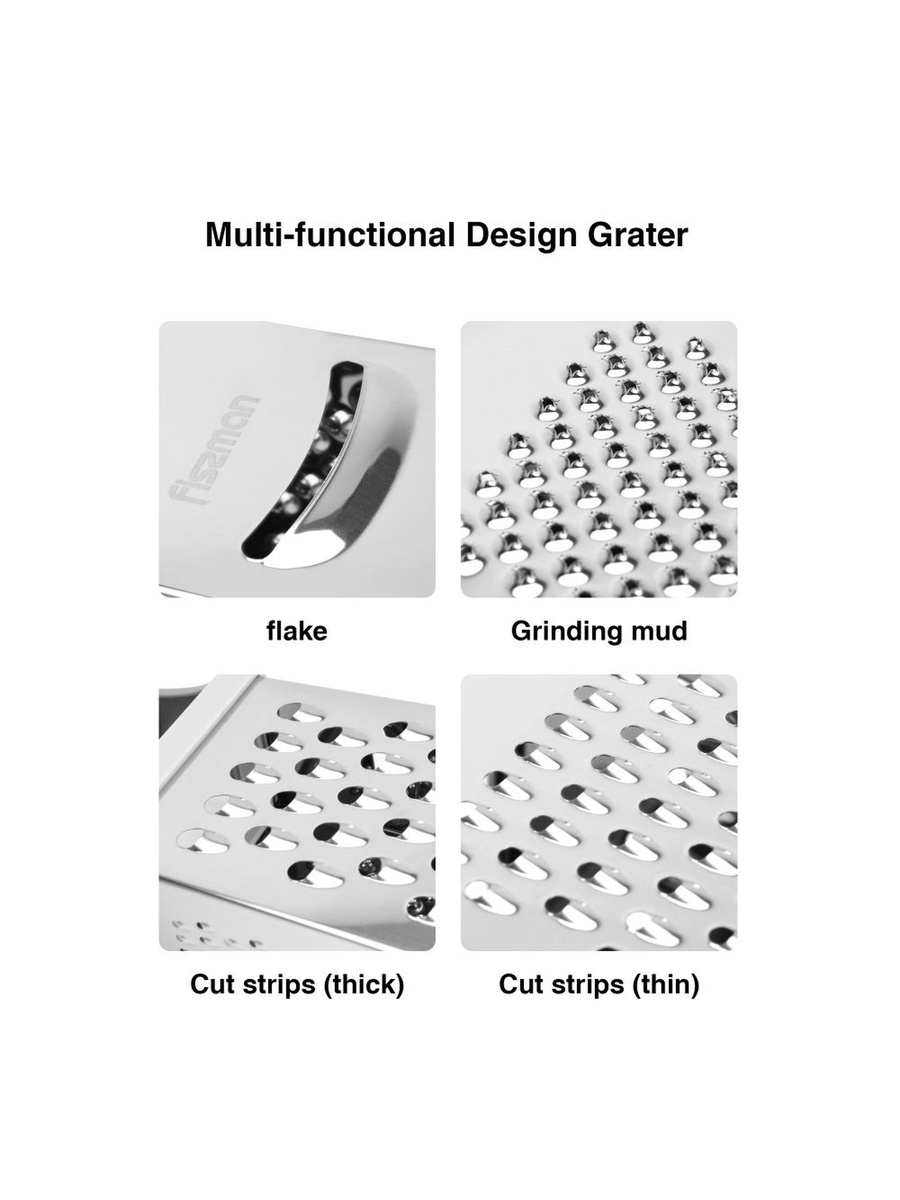 Fissman 9.5 Inch 4 - Sided Grater 24.5 cm (Stainless Steel)18614, Silver, Kitchen Tool For Food Preparation Cooking Serving And Everyday Tasks
