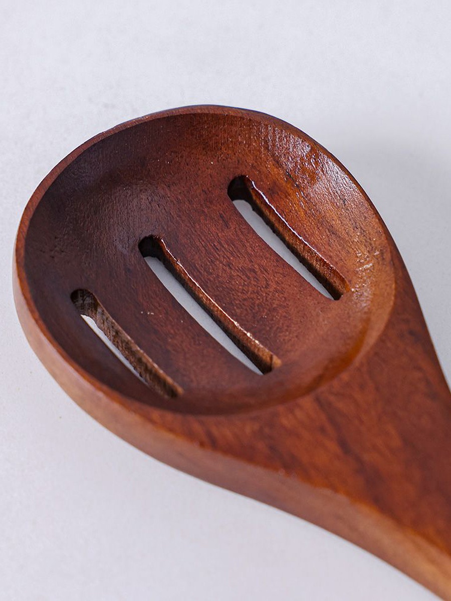 Chef's Delight Slotted Ladle Acacia Wood 7x30x2cm, Oak, Kitchen Tool For Food Preparation Cooking Serving And Everyday Tasks