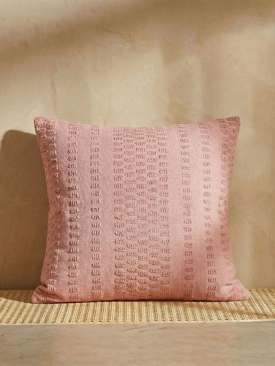 Gleam Dyed Open Weave Cushion Cover - Rose-45x45cm, Cotton, Cushion Cover For Sofa Bed Lounge Chair And Home Styling
